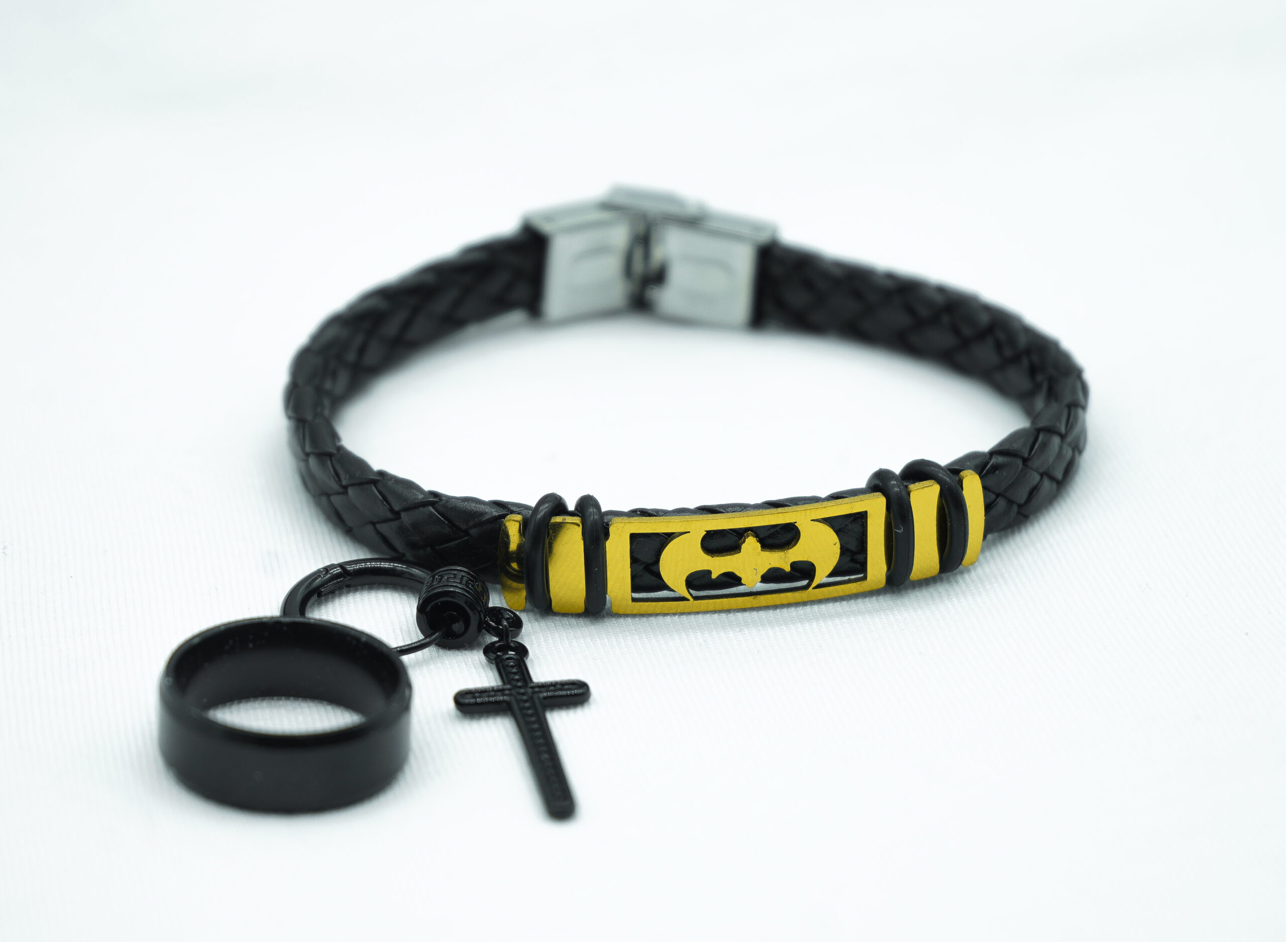 Batman Black Adjustable Leather Bracelet